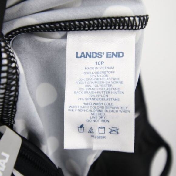 Lands End Black White Polka Dot Halter Neck Swim Tankini Top Size 10P - Picture 4 of 10